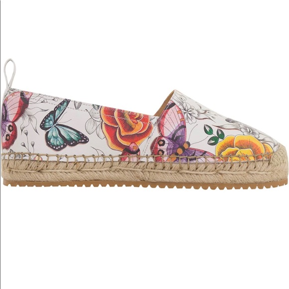 NEW Anuschka Floral Paradise Leather Platform Espadrille Loafer |Memory foam - Picture 3 of 7